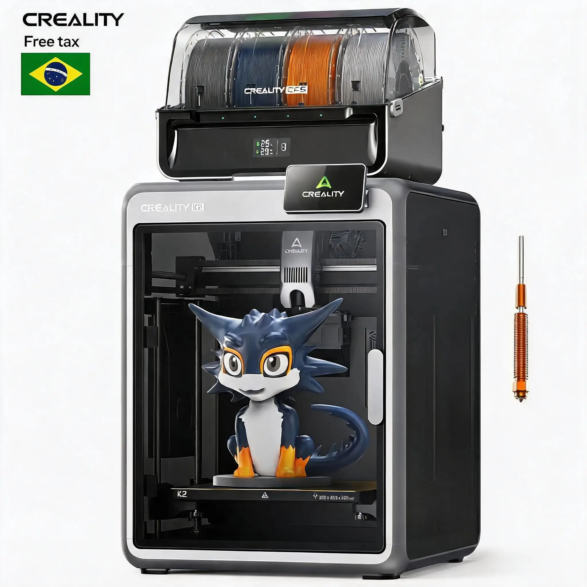 Impressora 3D de Alta Velocidade Creality K2 Combo, Conjunto de Materiais Multicoloridos CFS, Tamanho de Impressão 600 MM/s 260 * 260 * 260mm – AliExpress 7