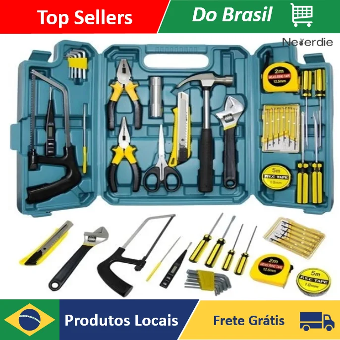 Kit Jogo De Ferramentas 27 Peças Com Maleta Chaves Allen Alicate Martelo Completos – Neverdie Store