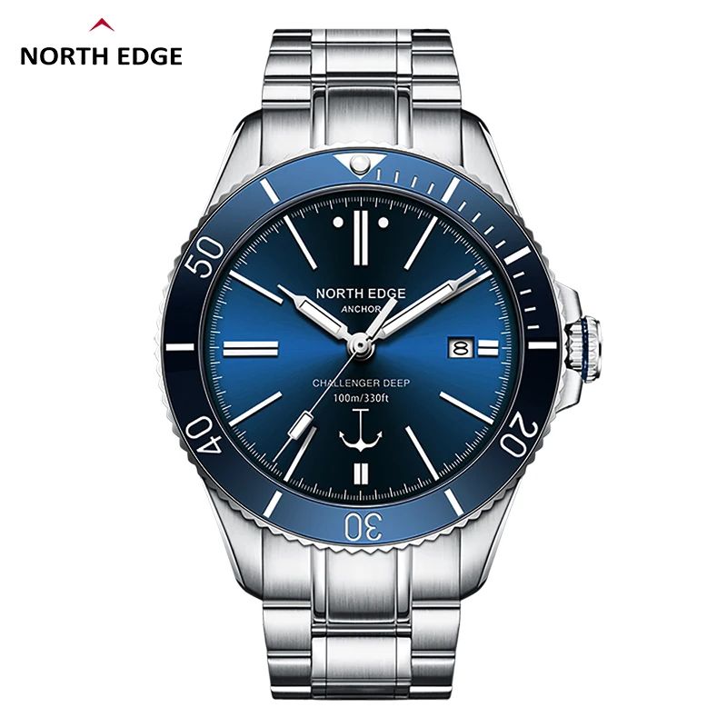 Relógio Mecânico North Edge 42mm Aço Inoxidável Safira 10Bar