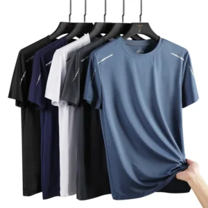 Chrlck camisetas masculinas de secagem rápida, respirável, caminhadas, pesca, elasticidade macia, esportes ao ar livre, camisa curta, verão