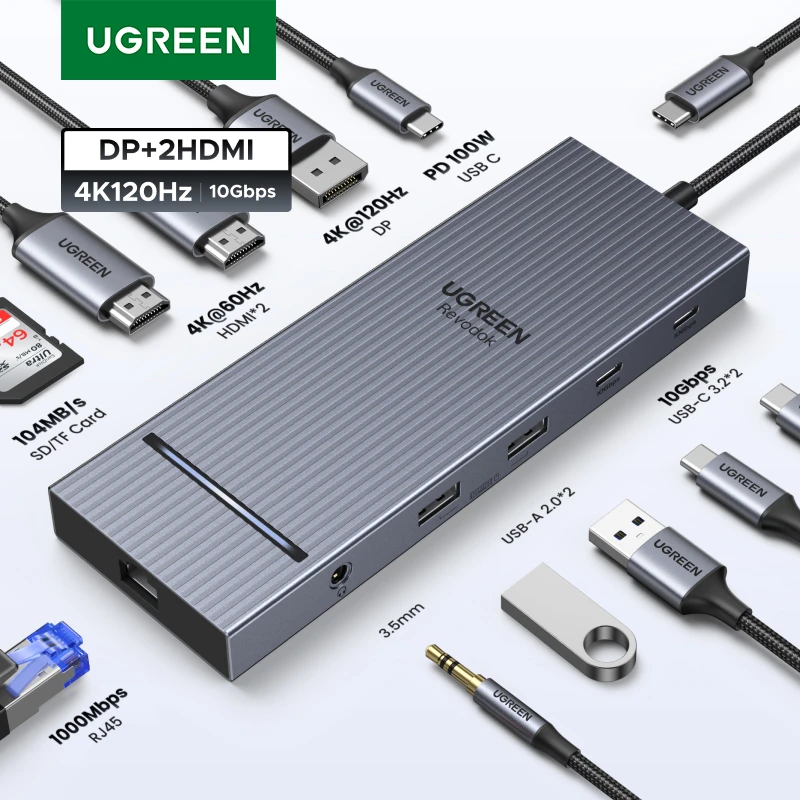 Hub USB-C UGREEN 12-in-1 4K60Hz HDMI DP