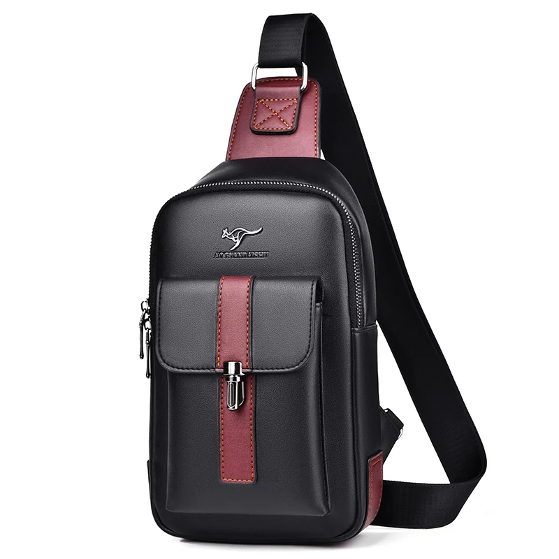 Bolsa de Peito Masculina TPU Couro Preto Marrom