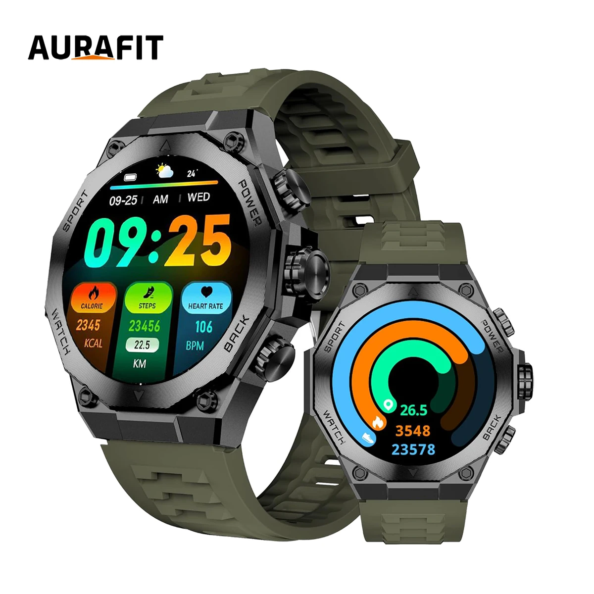 AM18 Smartwatch AURAFIT ENERGY 2 Masculino, 1.43″ AMOLED, 150+ Modos Esportivos, Monitor Saúde relógio inteligente, Android/iOS
