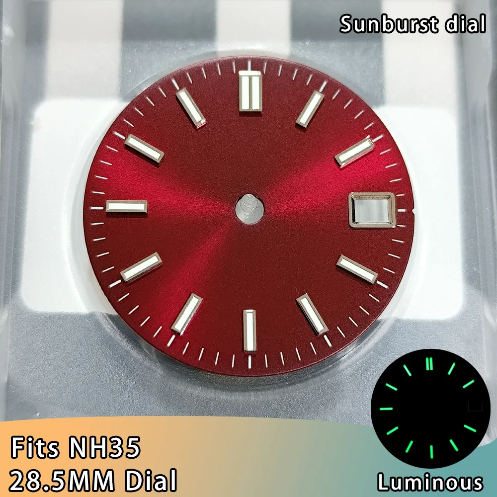 Mostrador NH35 28,5MM Vermelho para Relógio
