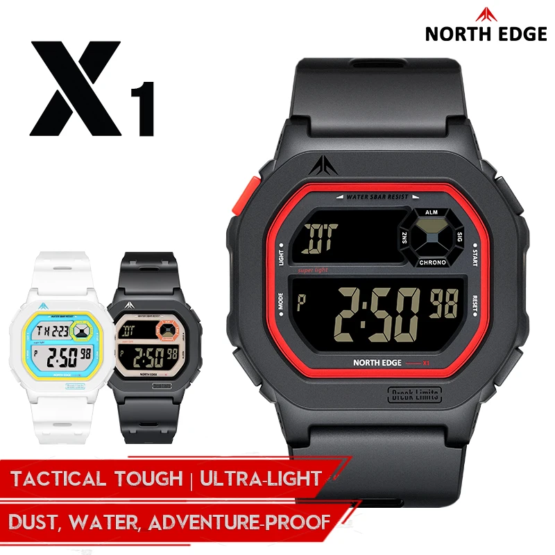 North edge x1 tela quadrada relógio digital 2025 masculino feminino relógio esportivo à prova dwaterproof água 50m cronômetro contagem regressiva despertador reloj hombre – AliExpress 1511