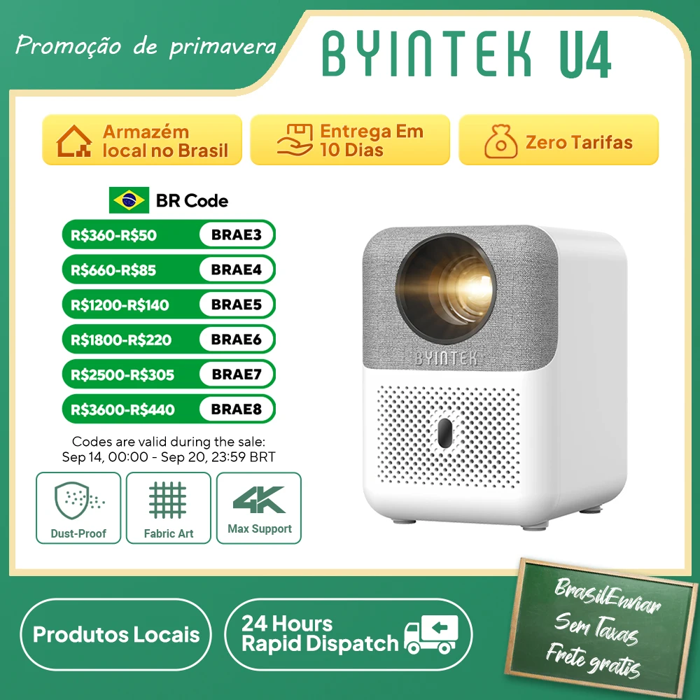 Projetor Smart 4K BYINTEK U4 Home Theater Android