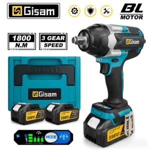 Gismo 1800N.M Torque Brushless Chave de impacto elétrica Chave de fenda de 1/2 polegada Chave sem fio Ferramenta elétrica para Makita 18V Bateria Pin