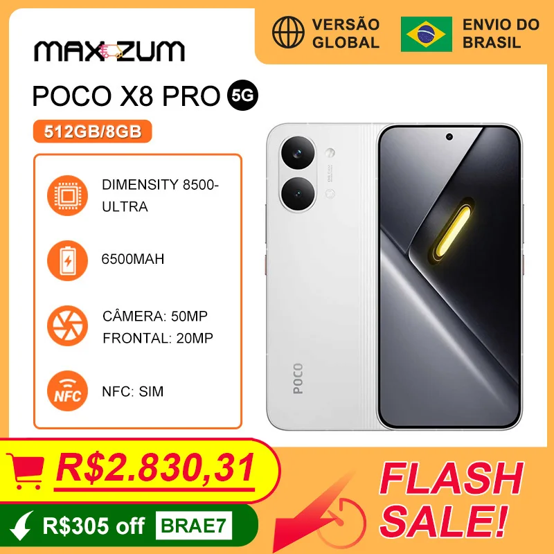 Poco X8 PRO 5G, 512GB/8GB Versão Global, Smartphone MediaTek Dimensity 8500-Ultra, Bateria de 6500mAh, Câmera de 50MP – AliExpress 509