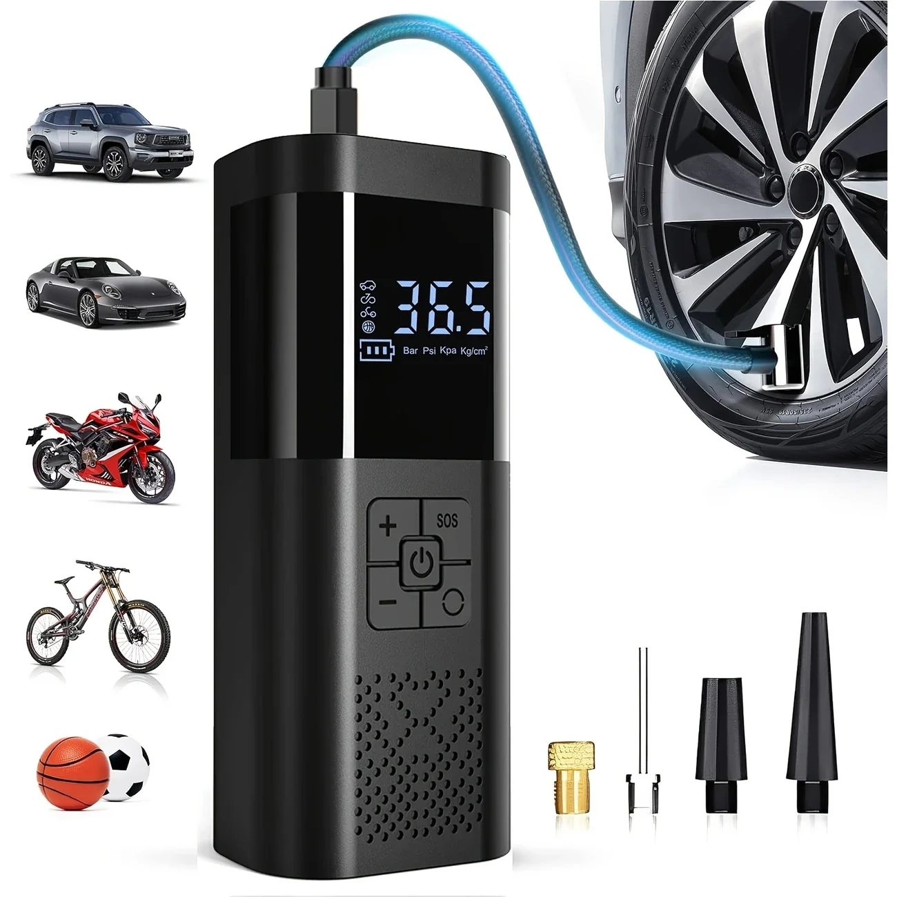 Compressor de ar portátil para carro, 3x mais rápido, 150psi, bomba infladora de pneus sem fio com medidor digital para carro, motocicleta, bicicleta, bomba de ar – AliExpress 201355758