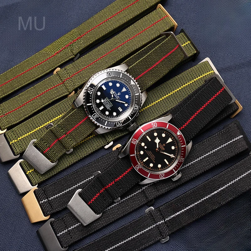 Pulseira de relógio de náilon elástica resistente ao desgaste para rolex water ghost tudor série 60s pulseira de saco de pára-quedas francês 18 20 22mm – AliExpress 1511