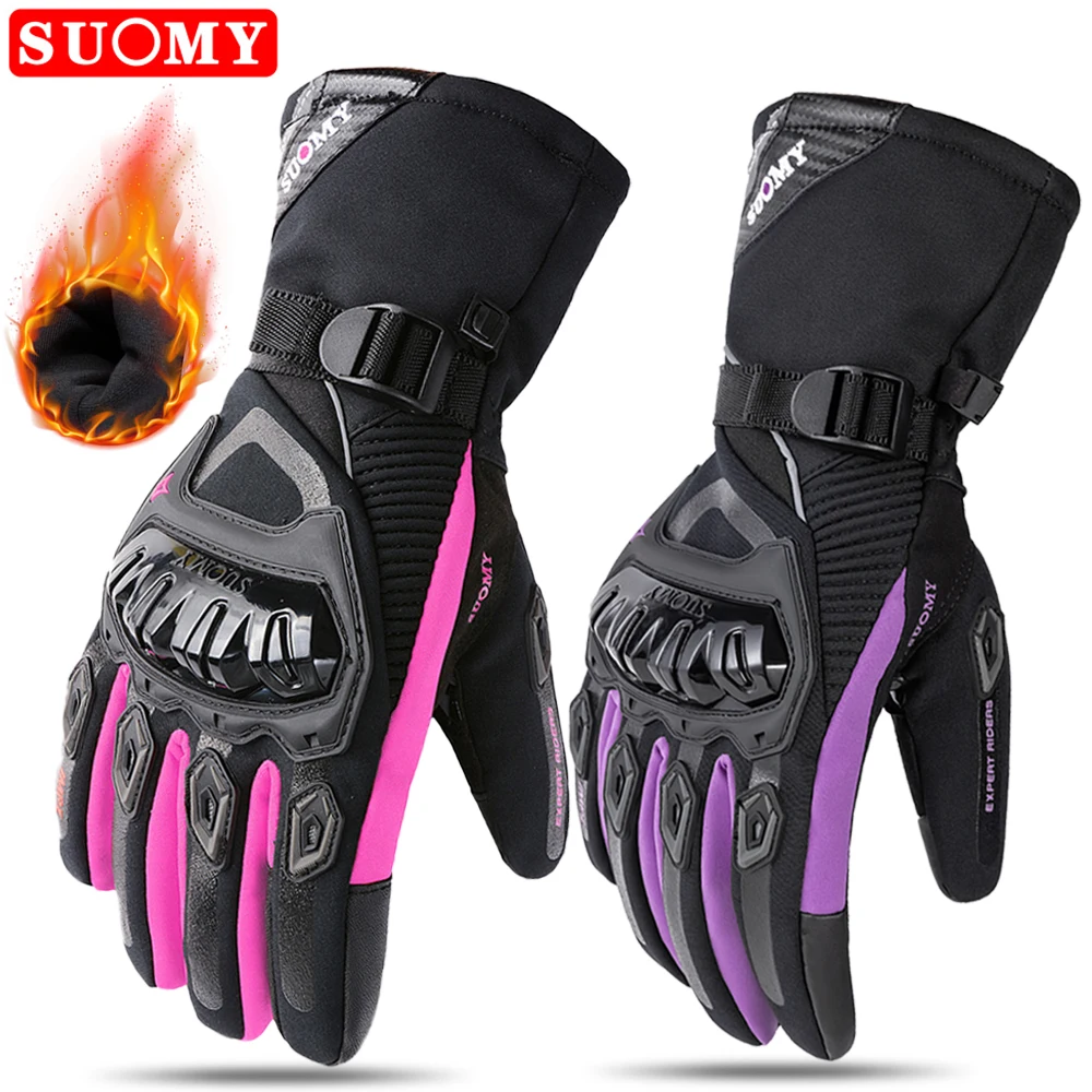 Suomy inverno quente feminino rosa luvas de motocicleta 100% à prova dwaterproof água senhora adolescentes meninas roxo motocross moto corrida equitação luvas – AliExpress 201355758