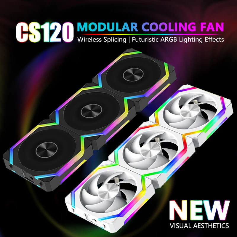 Jumpeak cs120 argb ventilador de refrigeração 360mm 240mm modular empilhável emenda pwm silencioso 120mm rgb ventiladores para jogos pc caso refrigerador de água – AliExpress 7