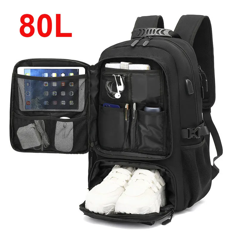 Mochila de viagem 50l 60l 80l para mulheres e homens, grande capacidade, à prova d