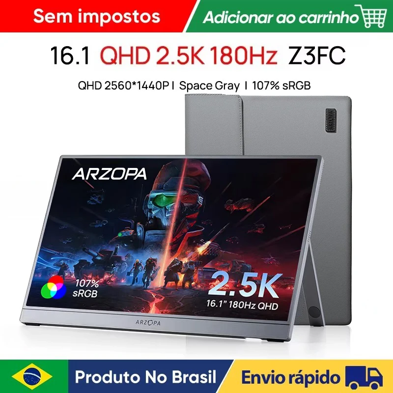 Monitor Portátil 16,1 180Hz 2,5K IPS Cinza Espacial