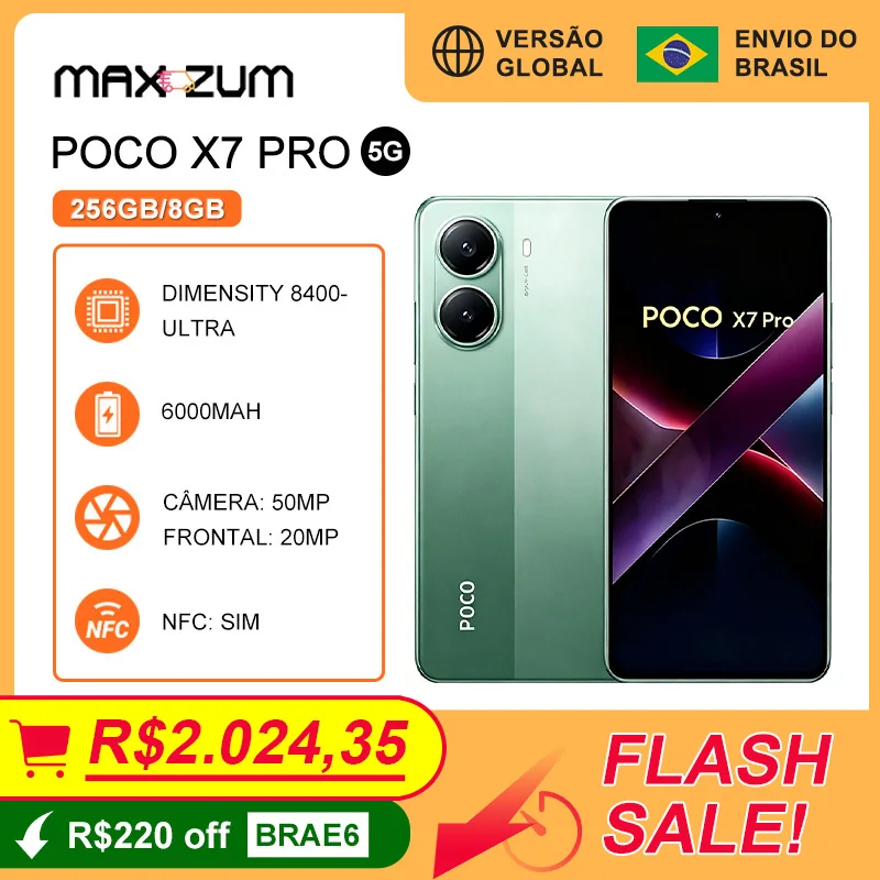 Poco X7 PRO 5G 256GB e 8GB RAM, Telefone com Processador Dimensity 8400-Ultra, Câmera de 50MP, Bateria de 6000mAh – AliExpress 509