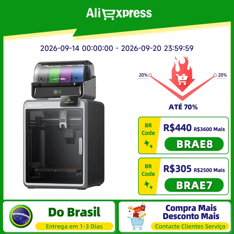 Impressoras 3D Creality K2 Combo com Câmera Dual CFS, Velocidade de Impressão de 600mm/s, Volume de Impressão de 260 * 260 * 260mm