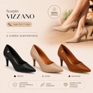 Sapato Scarpin Vizzano Salto Baixo 7 cm Com Nota Fiscal | Shopee Brasil