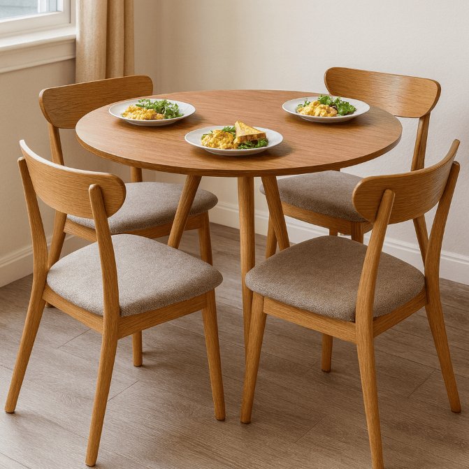 Mesa de Jantar Tampo de Madeira Redondo 70 / 80 cm Base 3 Pés Palito | Shopee Brasil