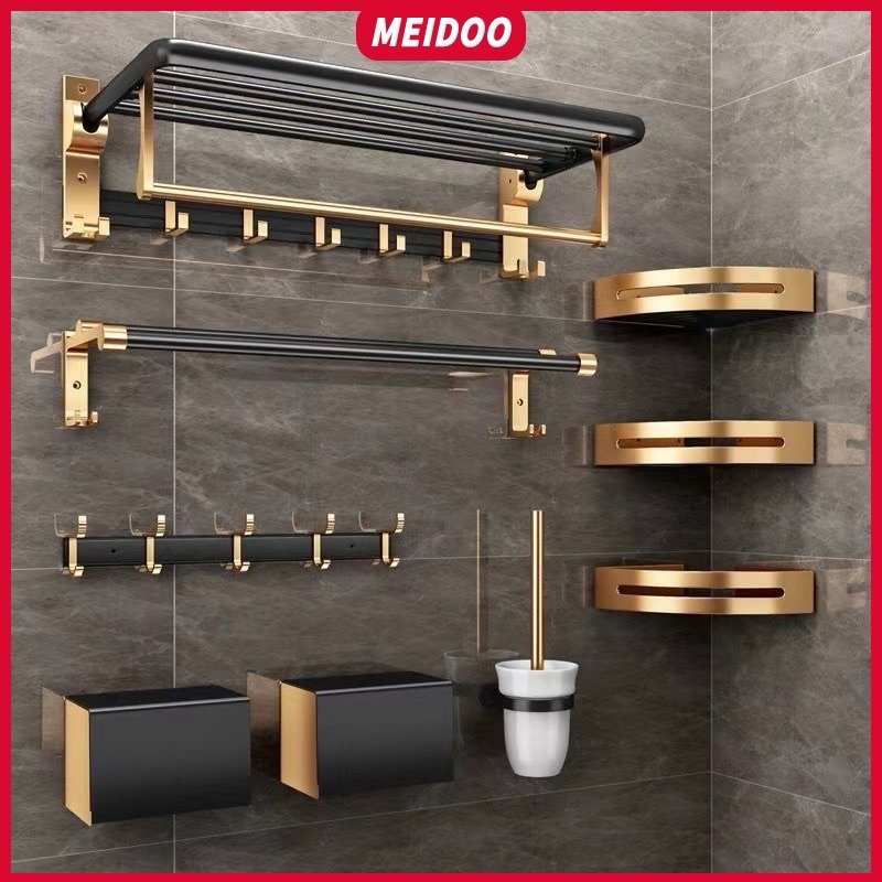 Rack de armazenamento de banheiro em alumínio dourado preto MEIDOO | Shopee Brasil