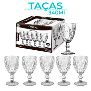 Jogo 2/4/6 Taças Vidro Diamond Bico Jaca Abacaxi Conjunto Taça Para Água Vinho Tinto Suco Diamante | Shopee Brasil