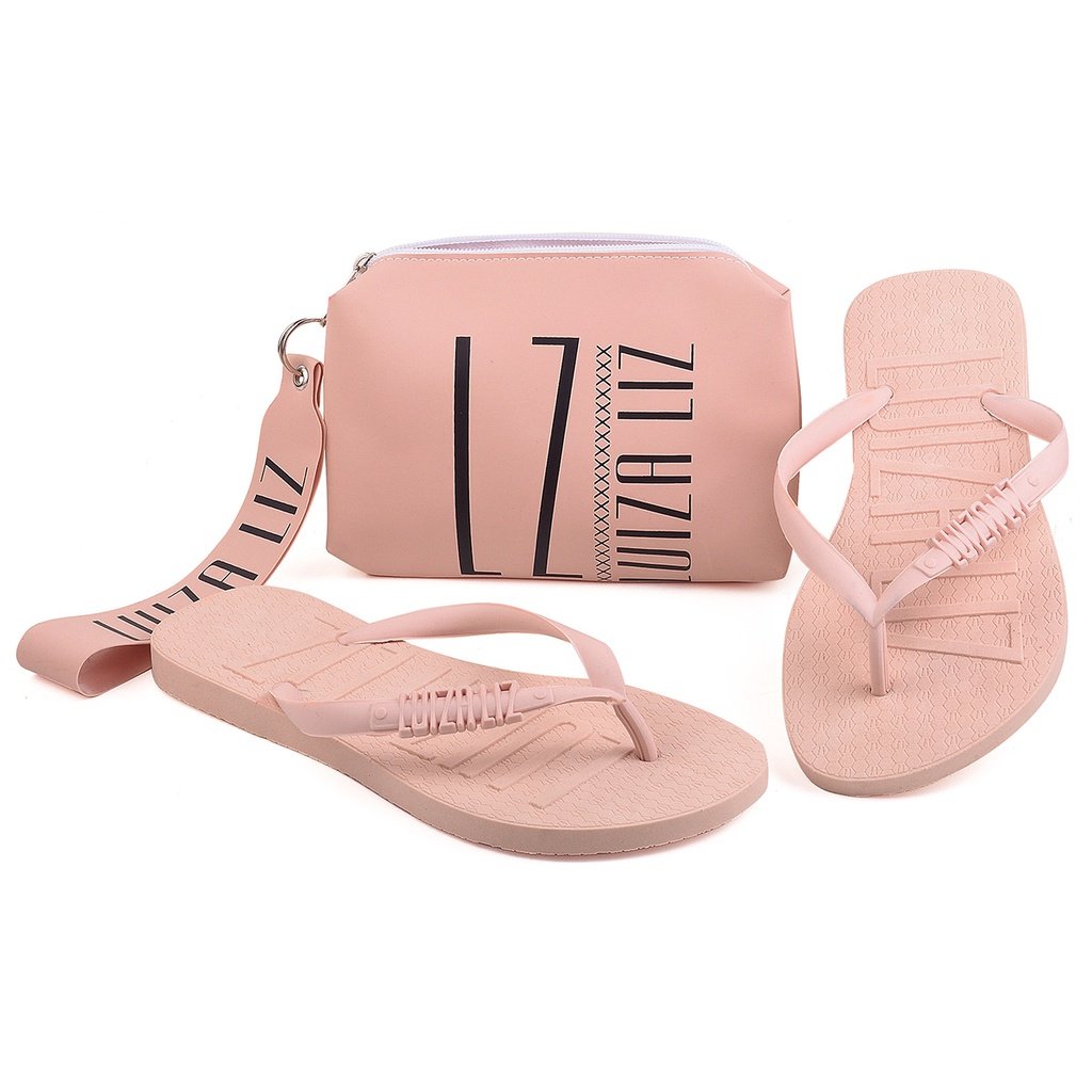 Kit chinelo Luiza Liz e necessaire bolsa de mão pequena kit dia a dia blogueira | Shopee Brasil